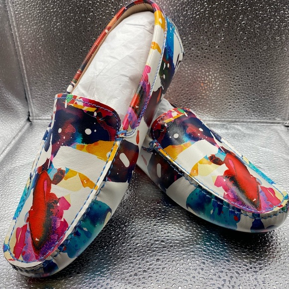 Robert Graham GERARD Splatter Splash Print Multi Leather Drivers Loafers 8M NIB main image 4